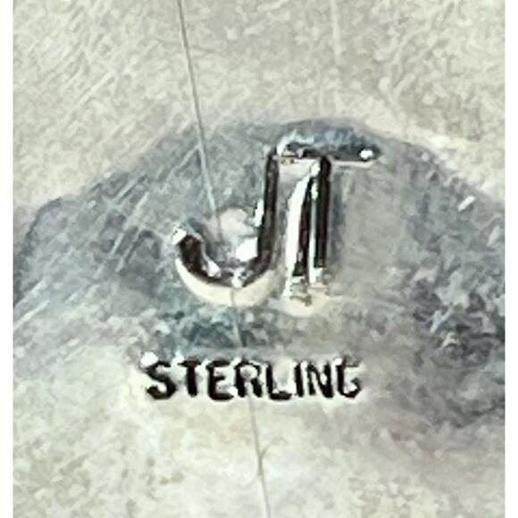 Large Vintage Native Navajo Turquoise Coral Sterling Silver Pendant 2.5” Signed - Picture 6 of 13